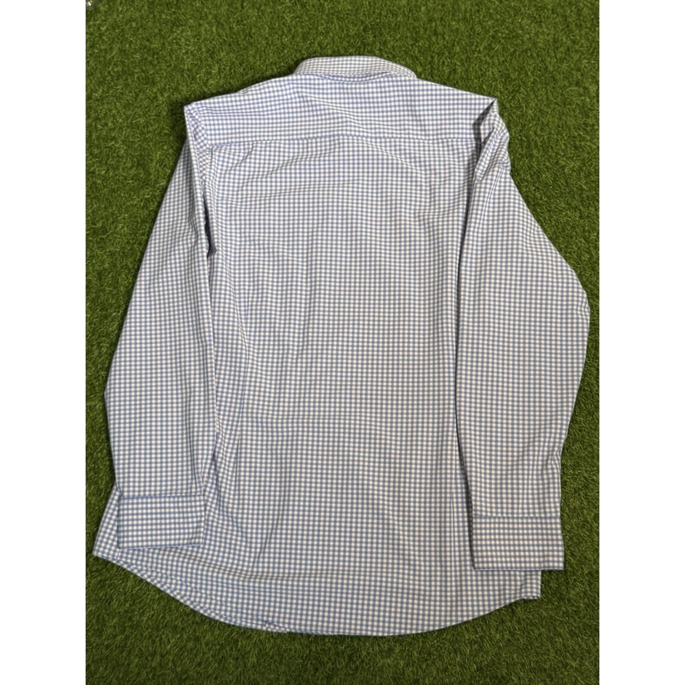Mizzen Main Leeward Shirt Mens XL Blue Gingham Trim Fit Performance Stretch - Picture 2 of 15
